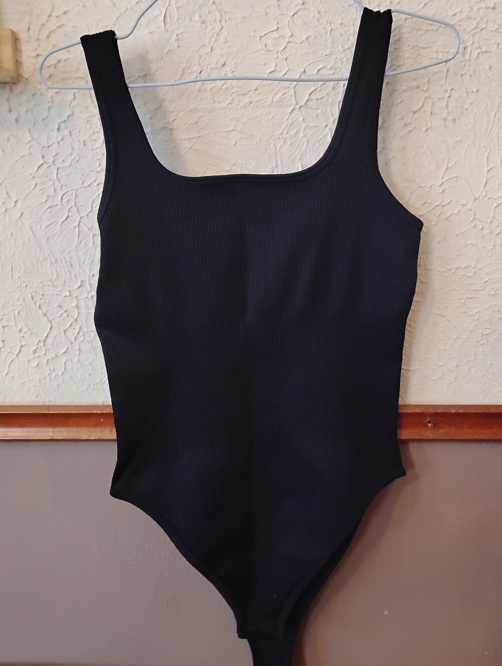 Black Ribbed Women's Bodysuit